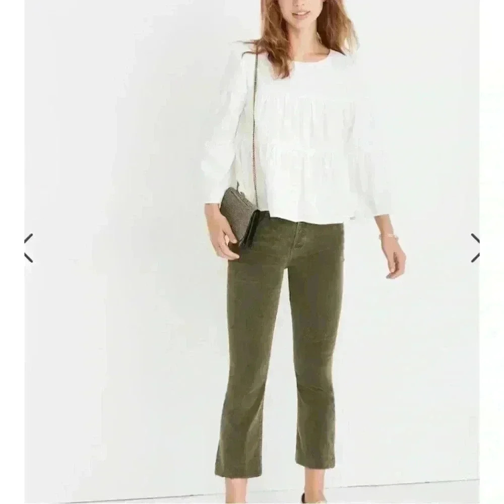 Madewell Tiered Button-Back Cream Blouse Women's XXS - Picture 2 of 11
